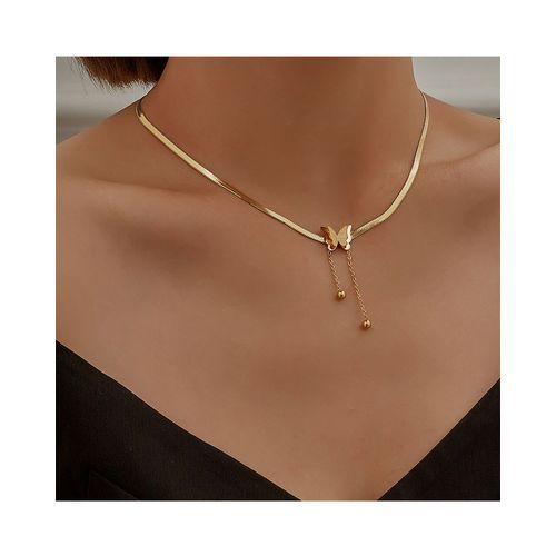 Luxury Stainless Steel Snake Bone Butterfly Pendant Chain