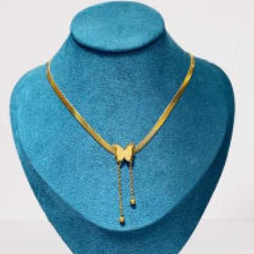 Luxury Stainless Steel Snake Bone Butterfly Pendant Chain