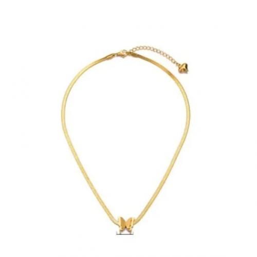 Luxury Stainless Steel Snake Bone Butterfly Pendant Chain