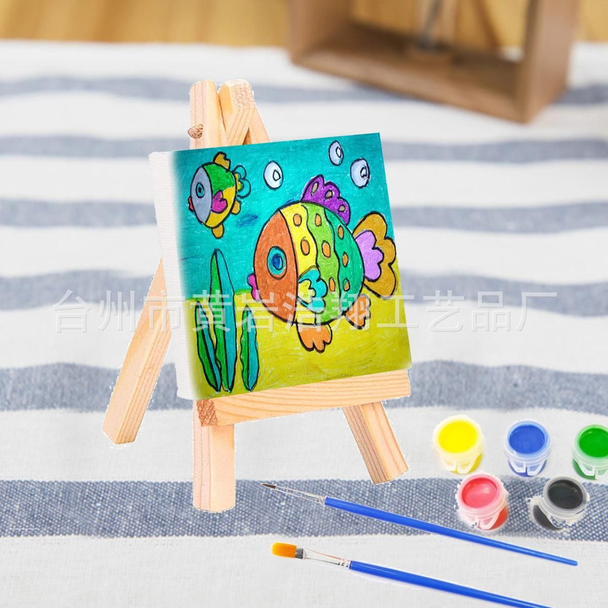 Wooden handicraft creative mini easel oil painting white canvas children's painting tools hand-painted home decoration Mini section - about 23cm