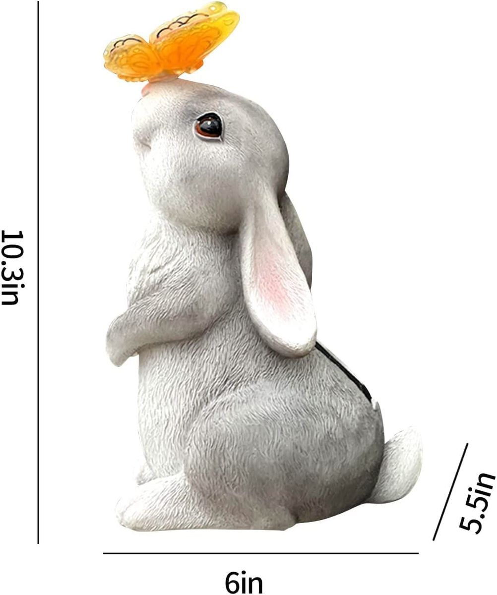 Rabbit Solar Butterfly Light Garden Statues Outsides Decorations