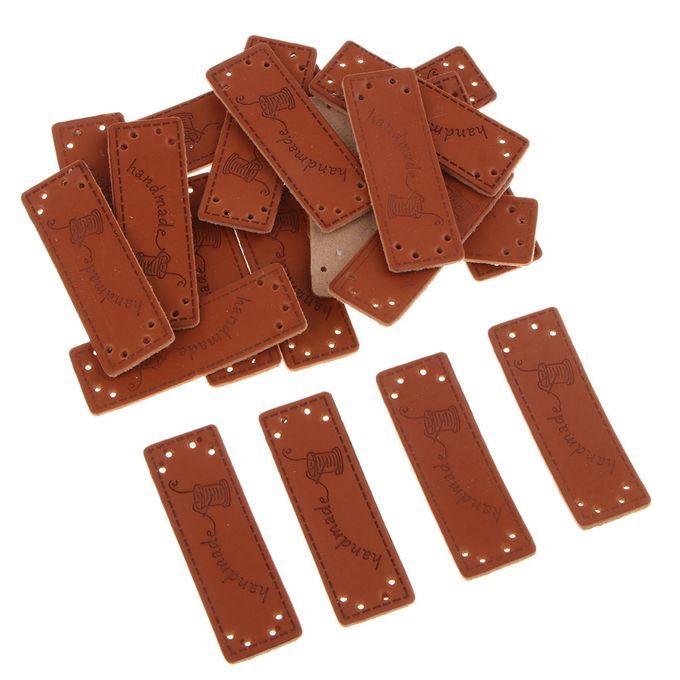 PU Leather Clothes Tags Labels Handmade For Jeans Bags Shoes Garment