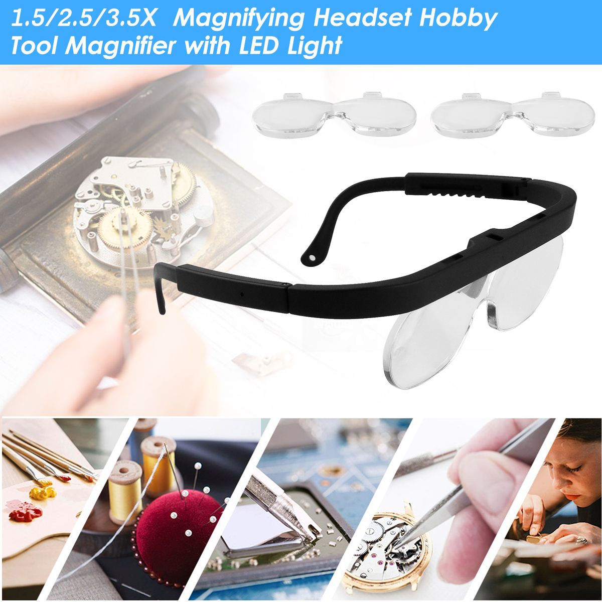 1.5/2.5/3.5X Magnifying Glasses Magnifying Headset Head