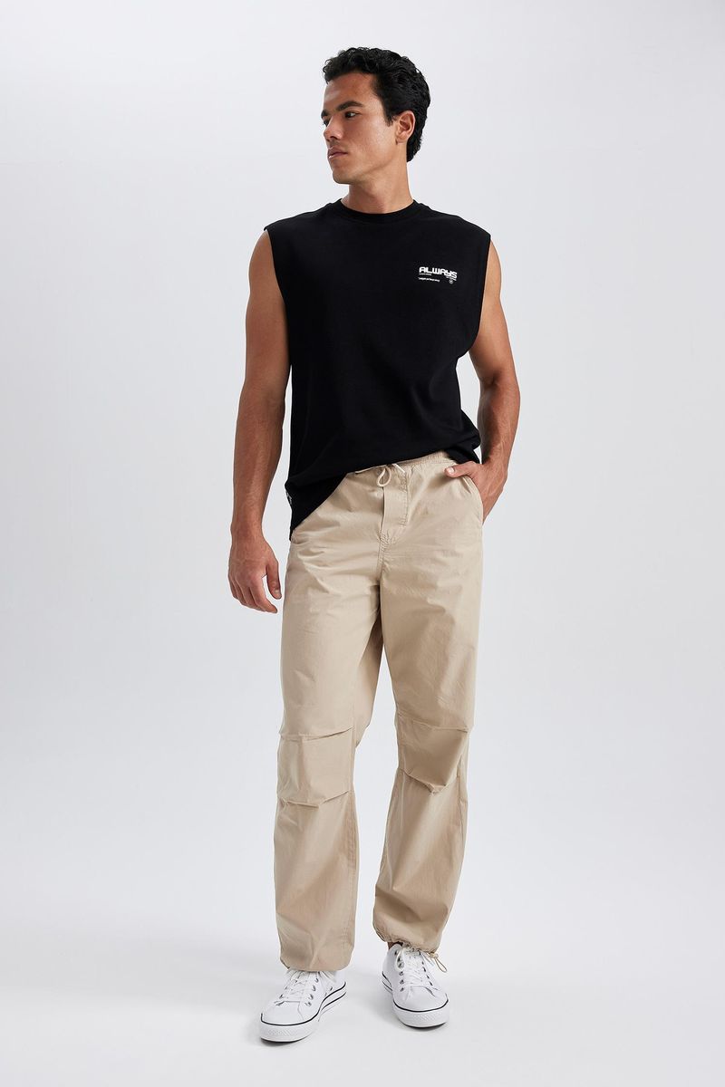 Man Young Boxy Fit Crew Neck Knitted Athlete - Black