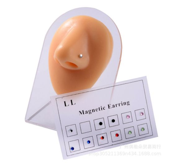 12pc No-hole Nose Studs Diamond Magnetic Nose Studs Ear Nose Lips Studs