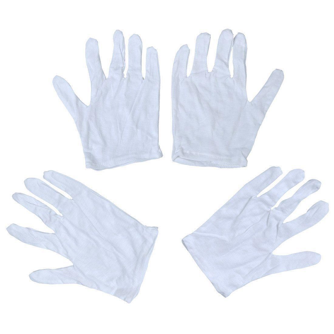 Ladies White Cotton Thin Full Fingers Work Driving Gloves S