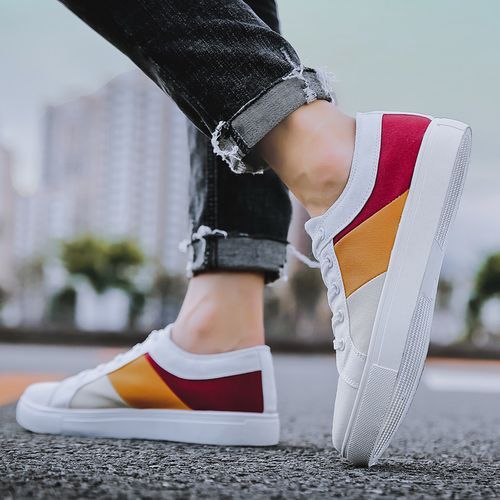 Size 41-47 Youth Men's Cool Flat Canvas Shoes-White