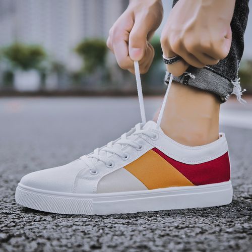 Size 41-47 Youth Men's Cool Flat Canvas Shoes-White