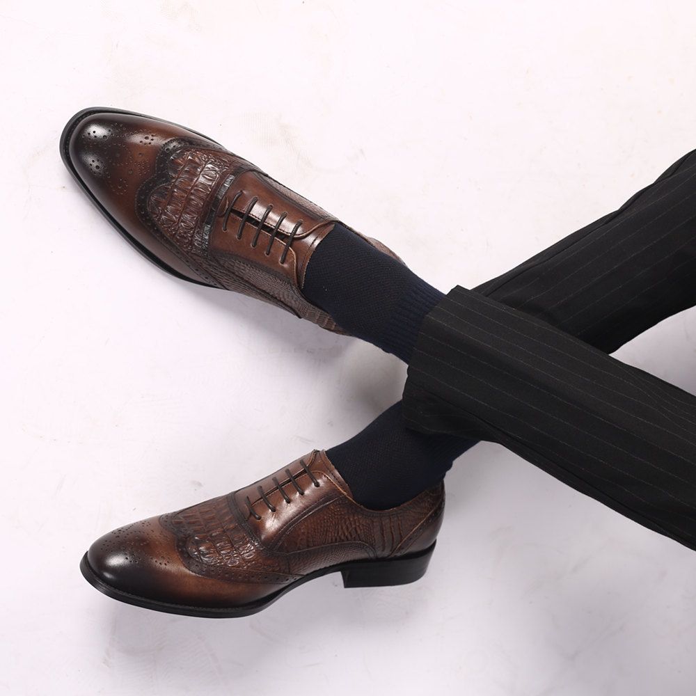 Men's Leather Shoes Oxford Wedding Party Corporate Formal Loafers Slip-Ons Vintage Brown