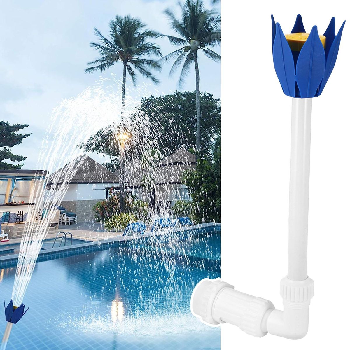 Adjustable Pool Flower Waterfall Outdoor Swimming Pool Sprinkler Spray Blue