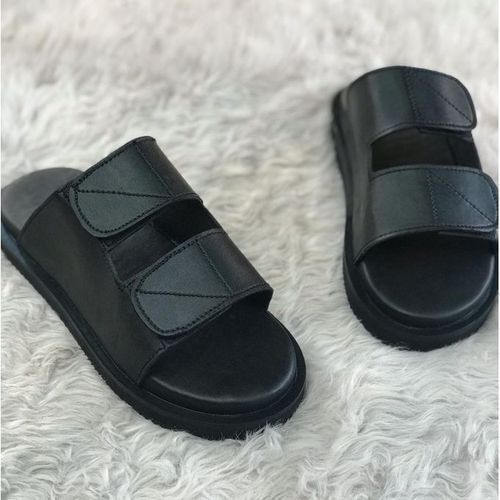 All Black Covered Slip-on Pam Slippers- With Centre