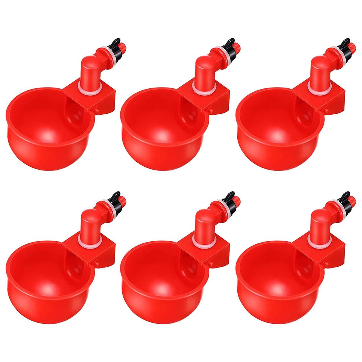 6x Automatic Chicken Drinkers Cups Watering Cups For Birds Red 6pcs