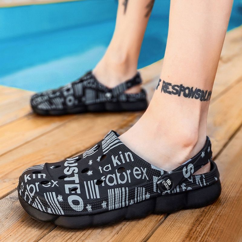 Men EVA Casual Breathable Sandals Letter Beach Shoes Slippers