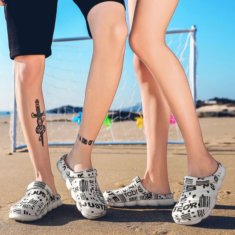 Men EVA Casual Breathable Sandals Letter Beach Shoes Slippers
