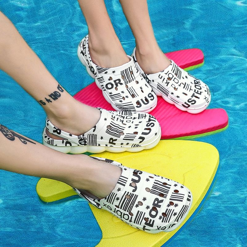 Men EVA Casual Breathable Sandals Letter Beach Shoes Slippers