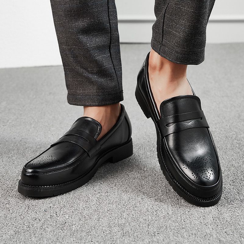 Mens Oxfords Shoes Formal Business Office Loafers-Black