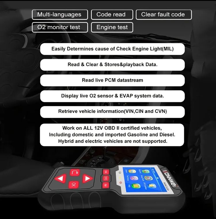 KW320 CAN OBD2 EOBD Car Scanner Car OBD II Diagnostic Tool Scanner Code Reader & Eraser
