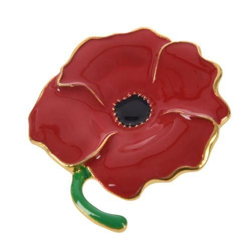 Red Poppy Flower Diamond Crystal Broach Banquet Badge