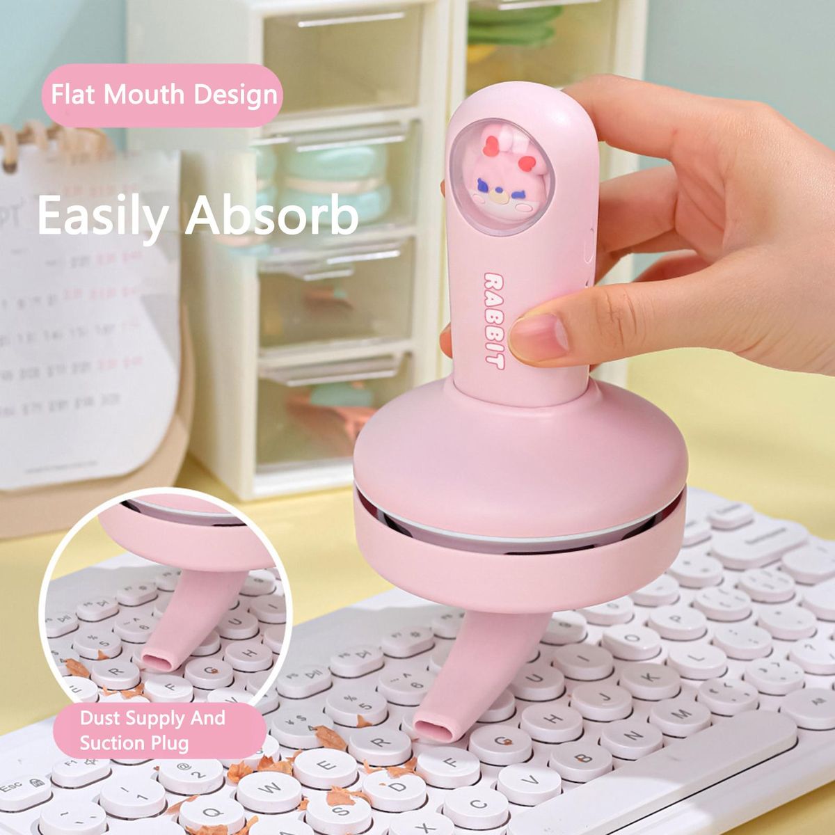 1 Set Mini Vacuum Cleaner Vacuum Cleaner Computer Keyboard Cleaning Tool Pink