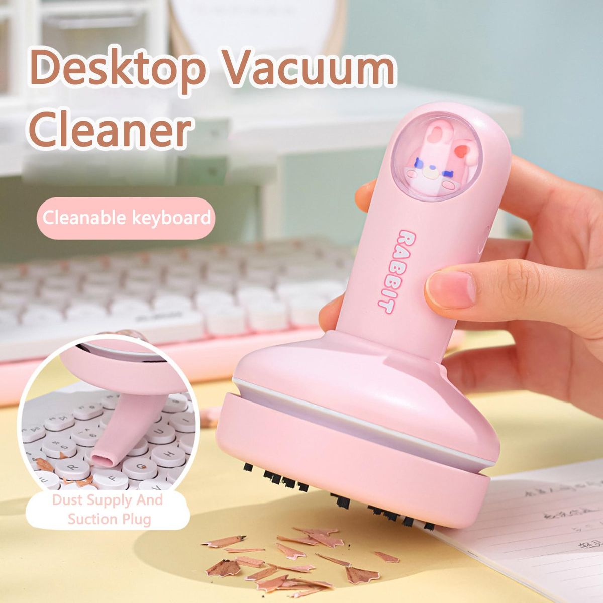 1 Set Mini Vacuum Cleaner Vacuum Cleaner Computer Keyboard Cleaning Tool Pink