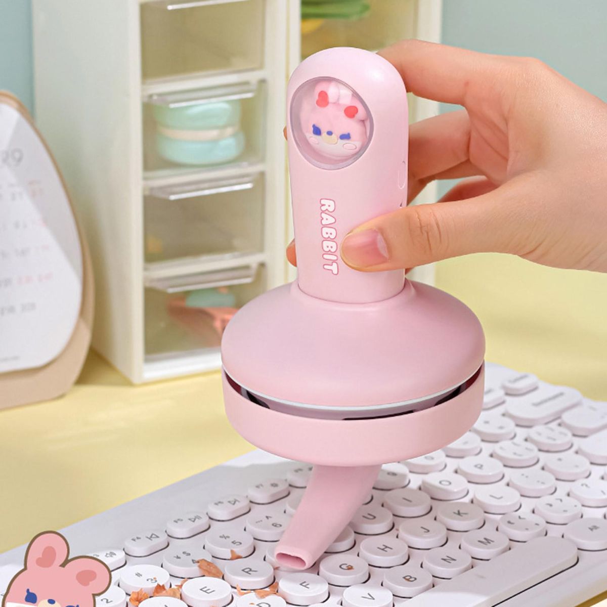 1 Set Mini Vacuum Cleaner Vacuum Cleaner Computer Keyboard Cleaning Tool Pink