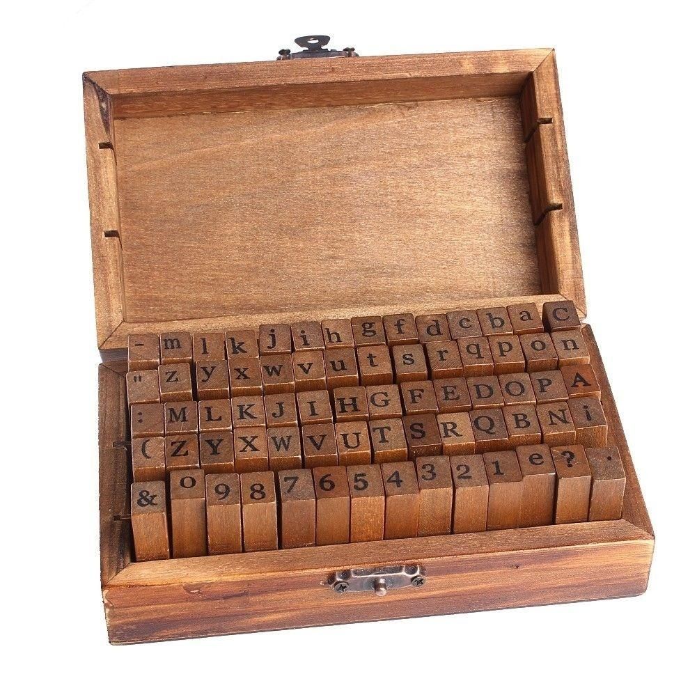 70pcs Multi-purpose Alphabet Letter Number Wood Rubber