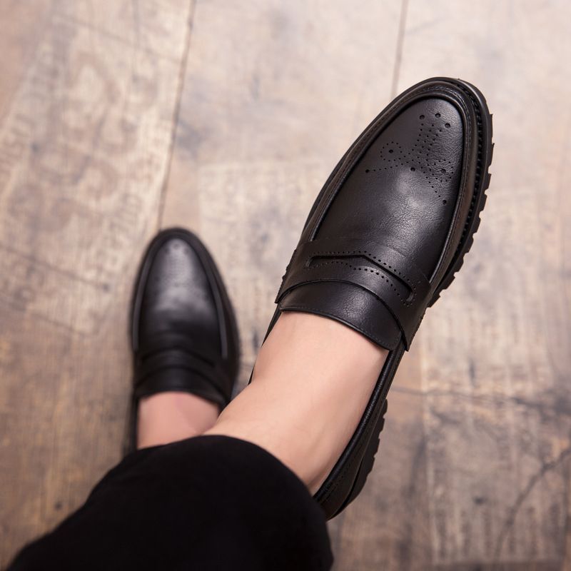 Men's Oxfords Formal Flat Business Leather Shoes Loafers Italian Official Black