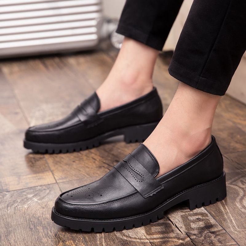 Men's Oxfords Formal Flat Business Leather Shoes Loafers Italian Official Black