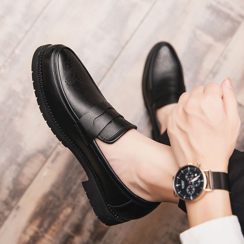 Men's Oxfords Formal Flat Business Leather Shoes Loafers Italian Official Black