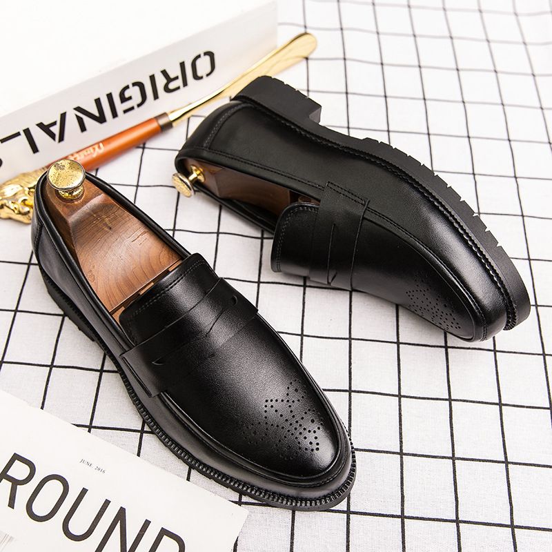 Men's Oxfords Formal Flat Business Leather Shoes Loafers Italian Official Black