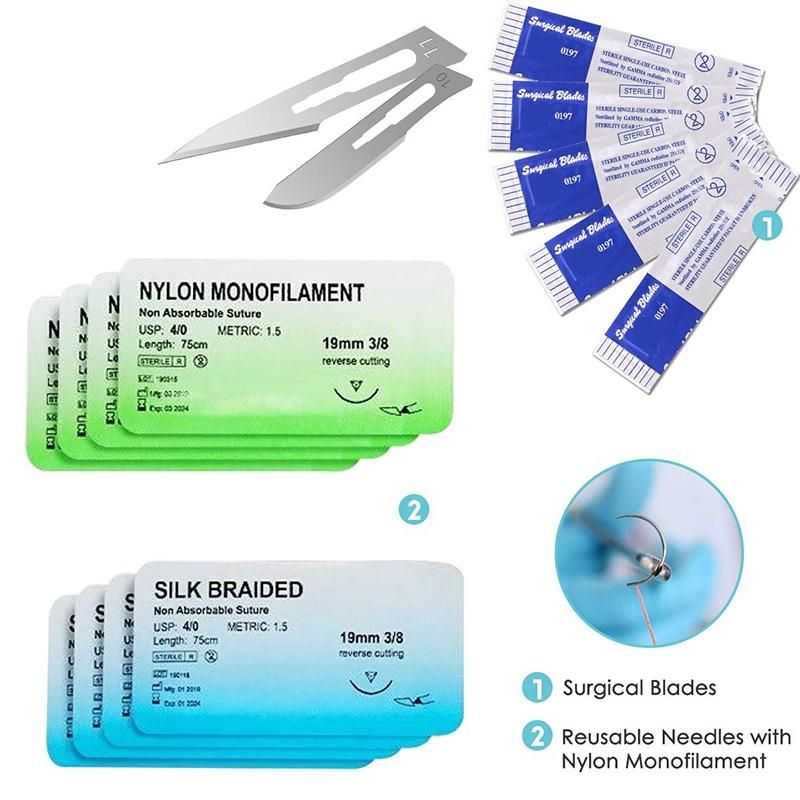 Multi-style Complete Suture Kit for Students,Including Silicone Suture Pad and Suture Tool Practice Suture Kit for Suture Training