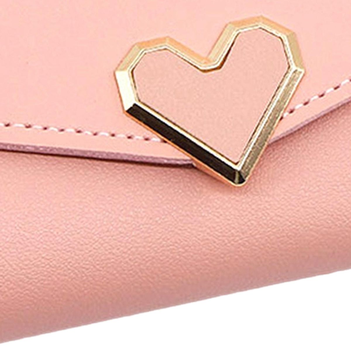 Women's  Purse Ladies Compact Leather Foldable Short Pink