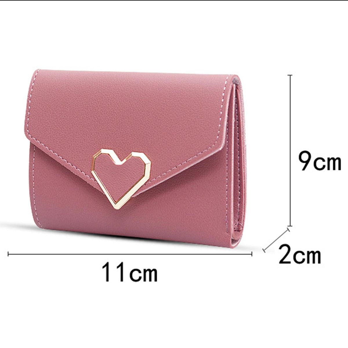 Women's  Purse Ladies Compact Leather Foldable Short Pink