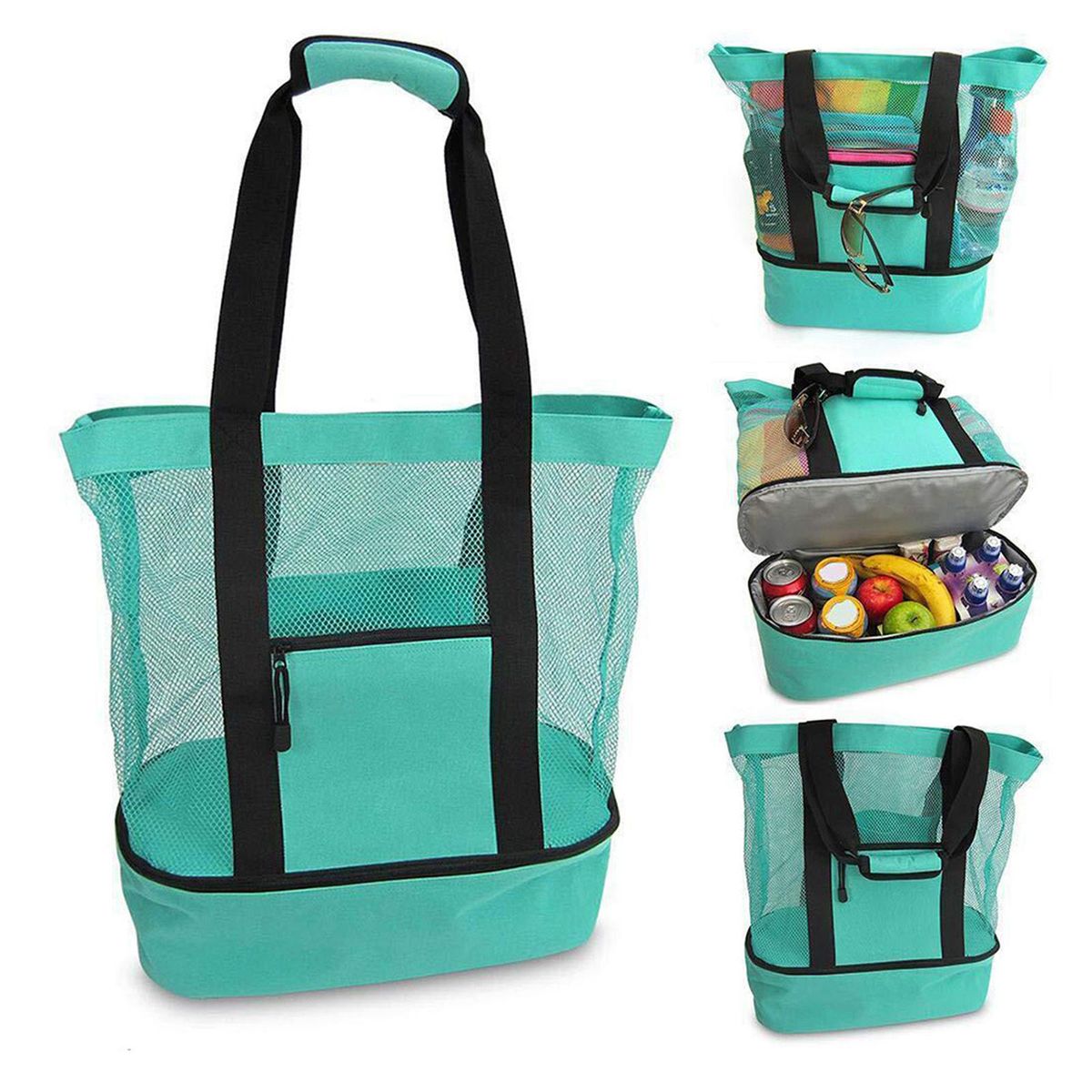 Large Capacity Mesh Beach Picnic Bag Storage  Bag Green