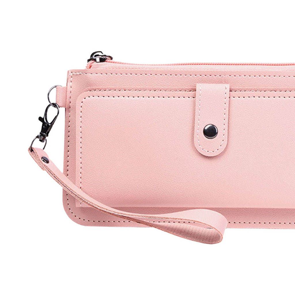Women Long Wallet PU Leather Credit Card Holder Coin Pink