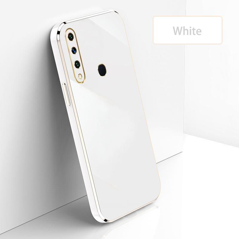 Ultra Thin Plating Phone Case for Huawei Y6p Lens Protection soft Phone Back Cover-White