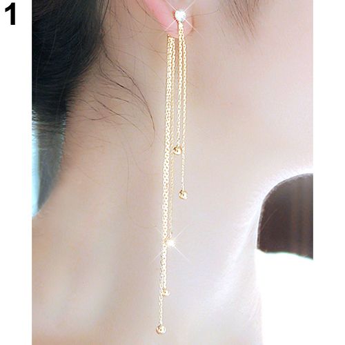Women's Rhinestone Alloy Long Tassels Drop Dangle Cocktail Party Linear Earrings-Silver