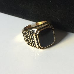 Men's Imprint Signature Steel Ring- Gold