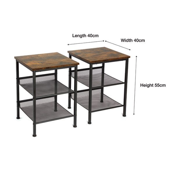 SET OF 2 SIDE TABLES NIGHTSTAND EASY ASSEMBLY