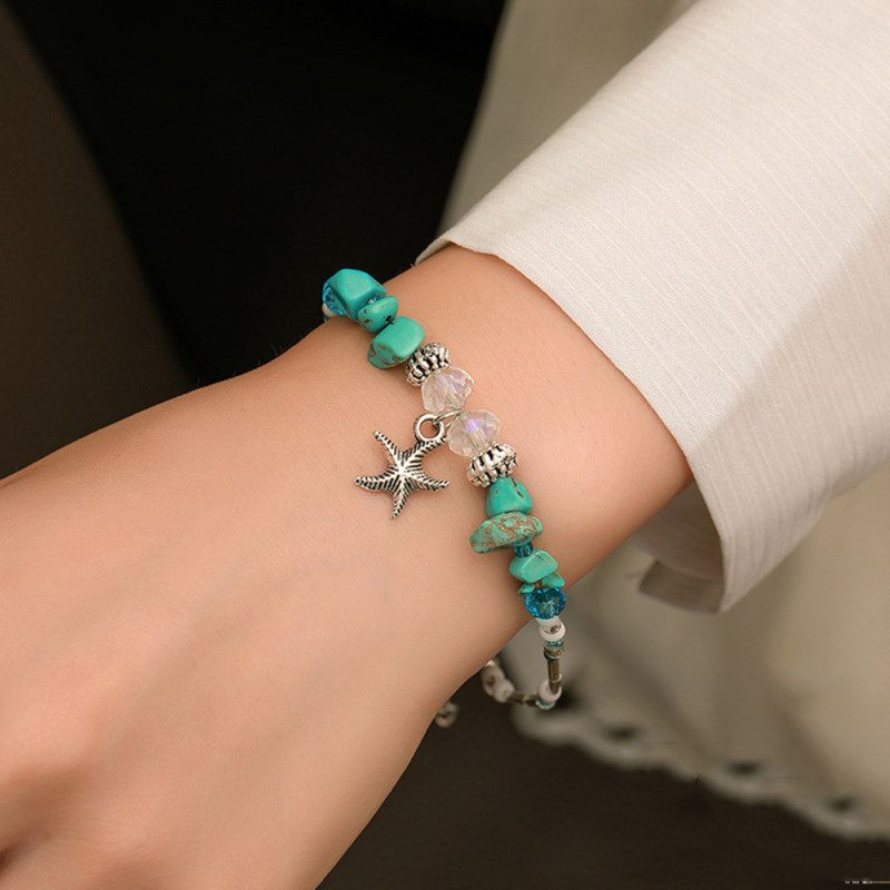 Boho Women Shell Beads Starfish Anklet Beach Sandals-