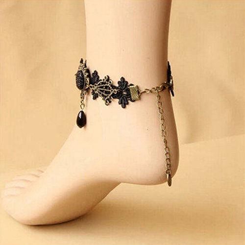 Vintage Gothic Lace Flower Ankle Bracelet Foot Chain Sandal-