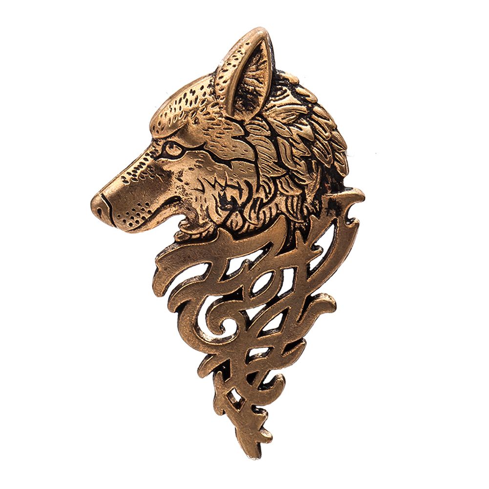 Vintage Women Men Wolf Lapel Brooch Pin Collar-Golden