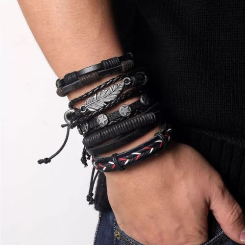 Men's  Multi-layer Wrap Bracelet - Set Of 5