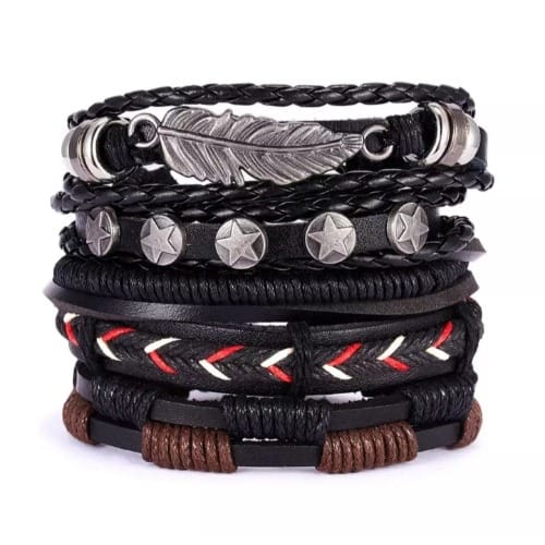 Men's  Multi-layer Wrap Bracelet - Set Of 5