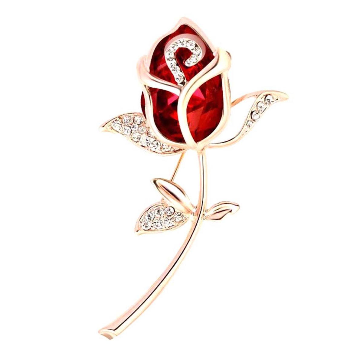 Brooch Stylish Rose Flower Design Alloy Women Girls Button Brooch For Bouquet-Red