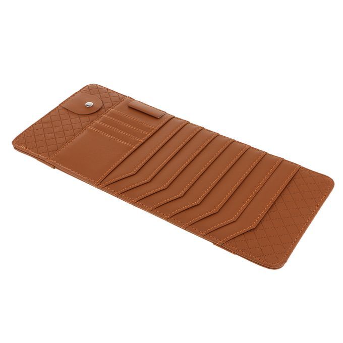 10 Slot CD DVD Disc Pouch Bag Storage Case For Car Auto Sunshade Brown