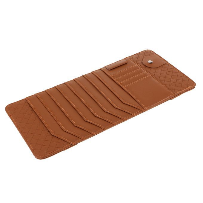 10 Slot CD DVD Disc Pouch Bag Storage Case For Car Auto Sunshade Brown