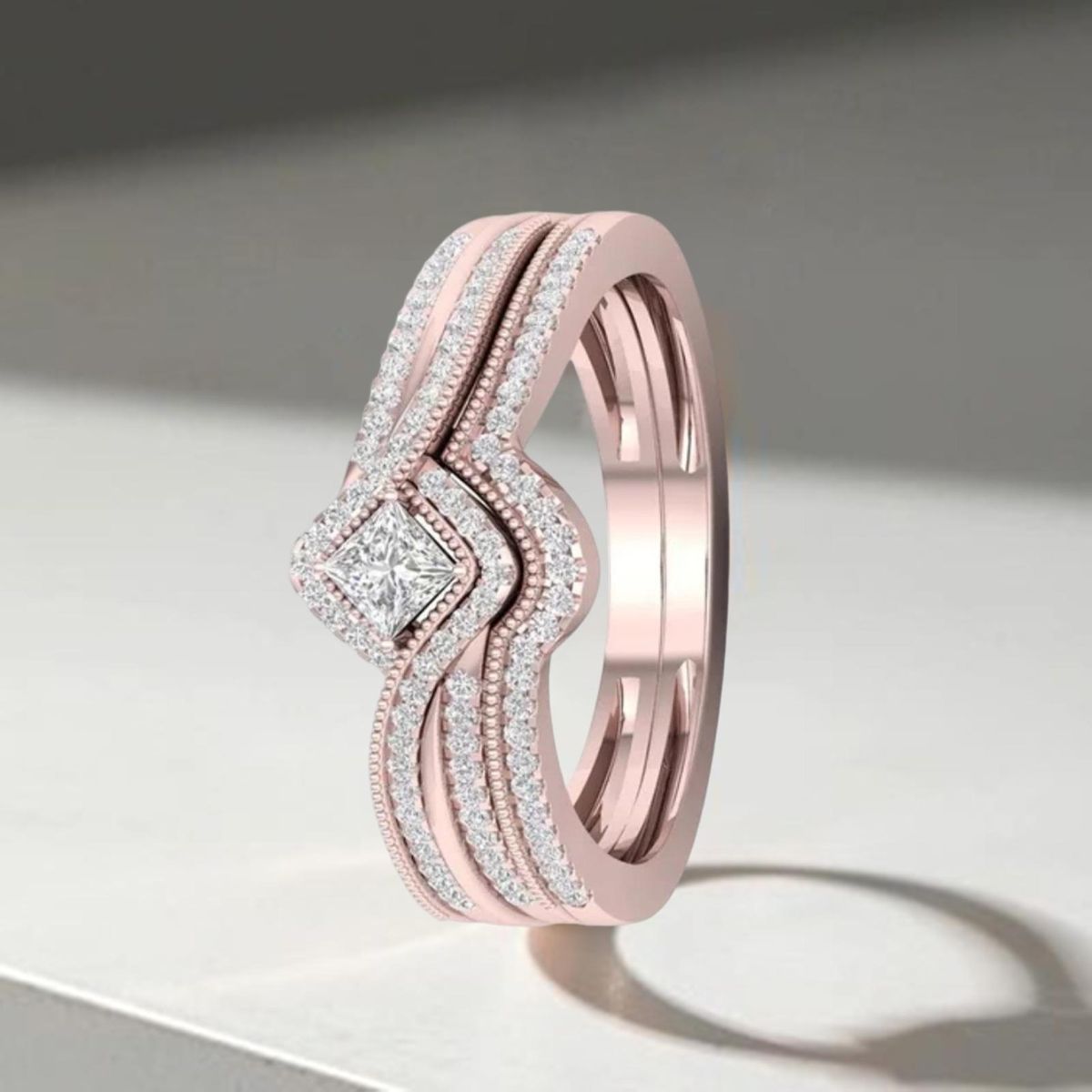 Engagement Ring Cubic Zirconia Ring Party Clothes Accessories Rose Gold