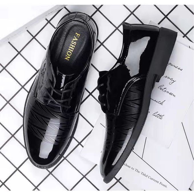 Business Dress Shoes For Young Men England Black Round Head Leisure Shoes
