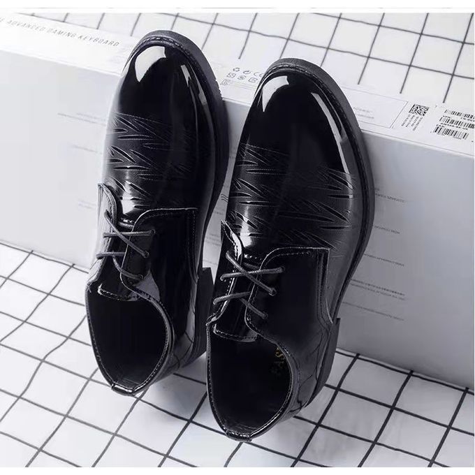 Business Dress Shoes For Young Men England Black Round Head Leisure Shoes